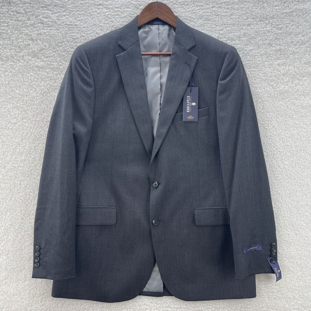 Stafford Blazer Mens 42 Long Gray Wool Suit Separates Classic Fit Office